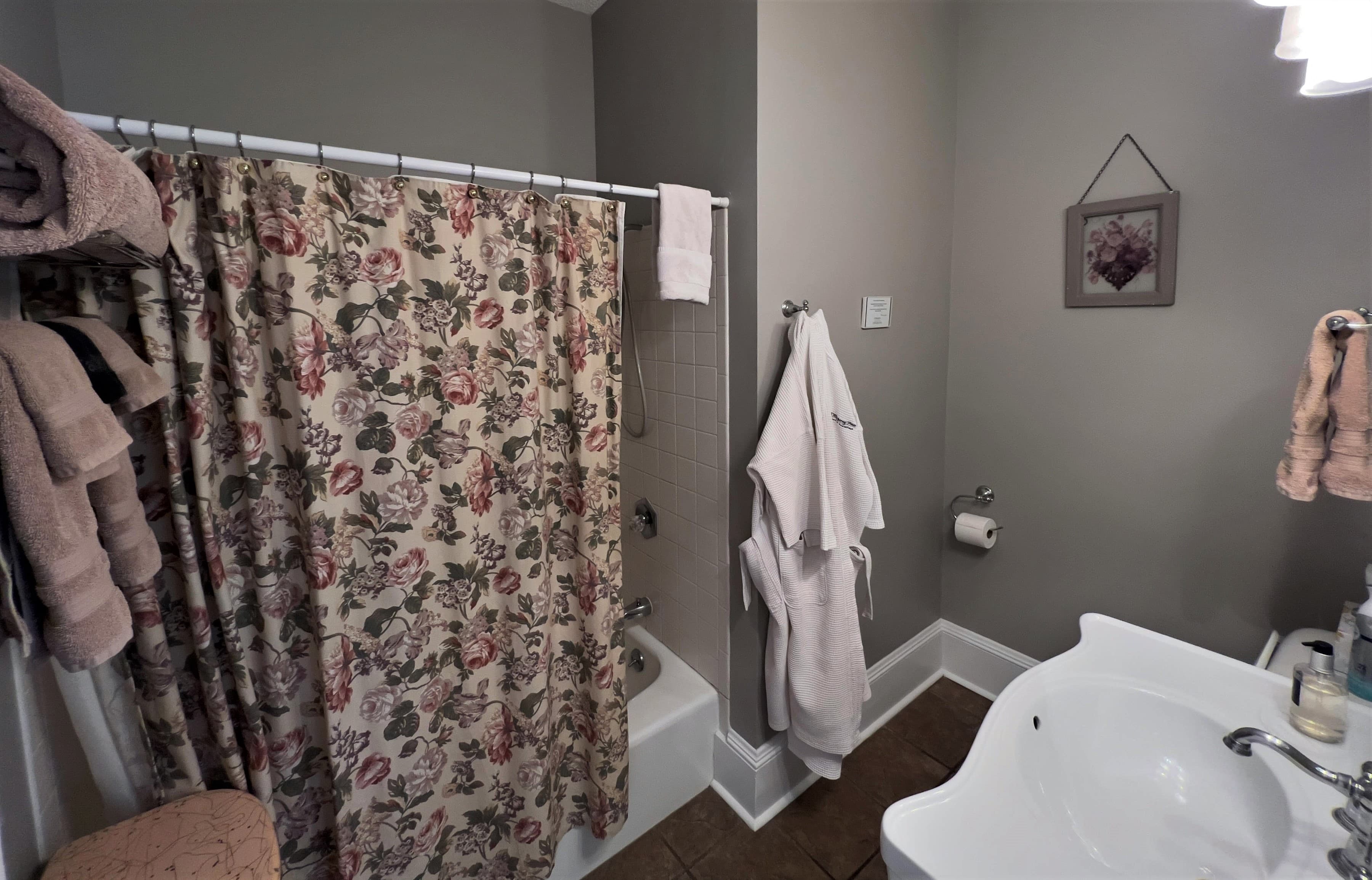Full private bathroom with combination tub/shower.