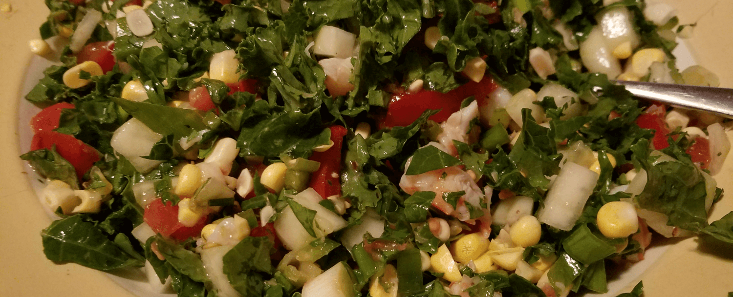 Kale Corn Salad with Shrimp