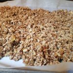 Granola on sheet pan just out of oven